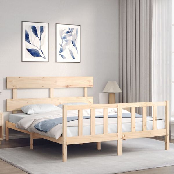 vidaXL Bedframe met hoofdbord massief hout