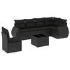 vidaXL 7-delige Loungeset met kussens poly rattan zwart