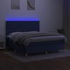 vidaXL Boxspring met matras en LED stof blauw 180x200 cm