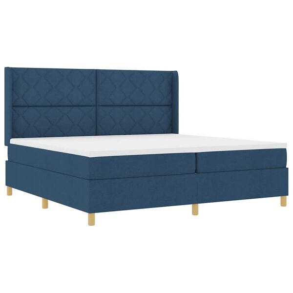 vidaXL Boxspringbed met matras met LED Blauw 200 x 200 cm Stof