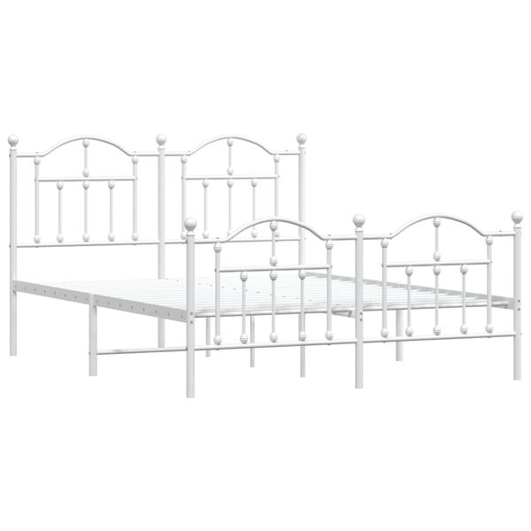 vidaXL Bedframe met hoofd- en voeteneinde metaal wit 135x190 cm