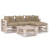 vidaXL 5-delige Loungeset met kussens pallet grenenhout