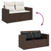 vidaXL 5-delige Loungeset met kussens poly rattan bruin