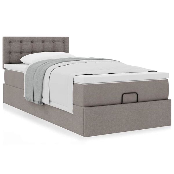 vidaXL Ottoman bed met matras 90x190cm stof taupe