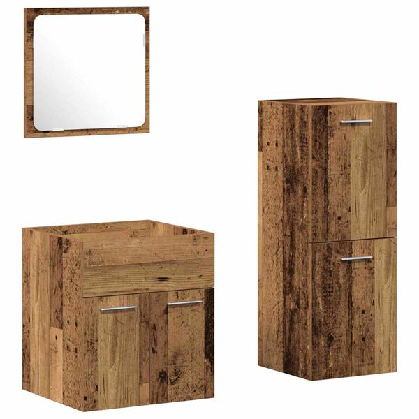 vidaXL Badkamermeubelset Wandgemonteerd 3 pcs Oud Hout Bewerkt hout