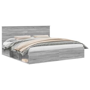 vidaXL Bedframe Grijs Sonoma 200 x 200 cm Massief grenenhout