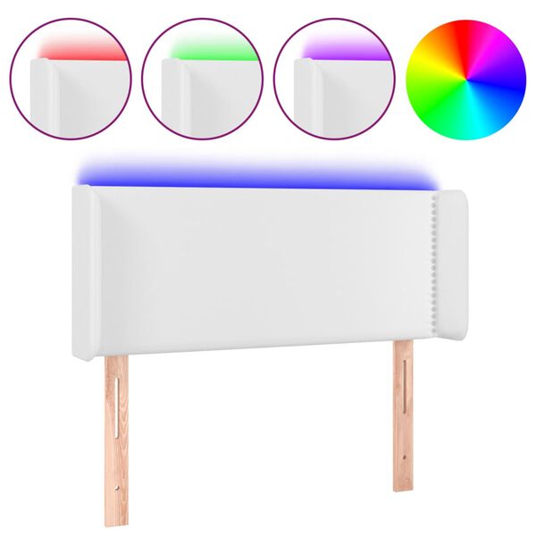 vidaXL Hoofdbord LED 83x16x78/88 cm kunstleer wit