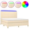 vidaXL Boxspring met matras en LED stof cr&egrave;mekleurig 160x200 cm
