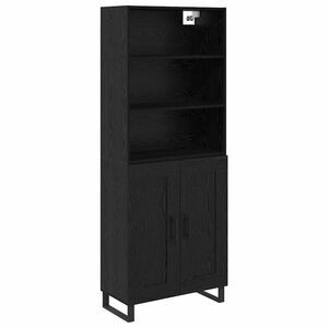 vidaXL Hoge kast met lade 2 pcs Zwart Eiken Bewerkt hout
