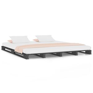 vidaXL Palletbed massief hout grijs 150x200 cm