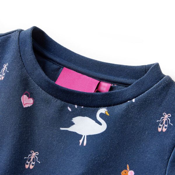 Kinderjurk met lange mouwen 128 marineblauw