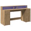 vidaXL Bureau met LED-verlichting 160x55x91 cm hout artisanaal eiken
