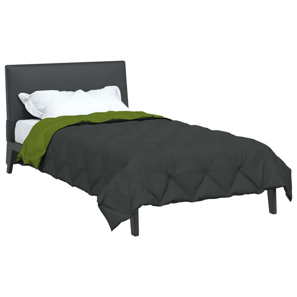 vidaXL Zomer Dekbed Groen en Antraciet 200 x 155 cm Microfiber