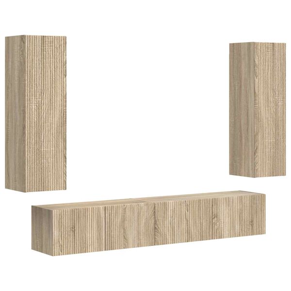 vidaXL Tv-meubelset Wandgemonteerd 3 pcs Sonoma Eiken Bewerkt hout