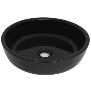 vidaXL Wastafel rond 42x12 cm keramiek zwart