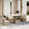 vidaXL 7-delige Loungeset met kussens poly rattan beige