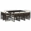 vidaXL 11-delige Tuinset met kussens poly rattan bruin