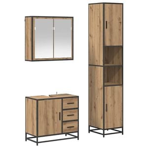 vidaXL Badkamermeubelset 3 st Artisan Eiken Bewerkt hout