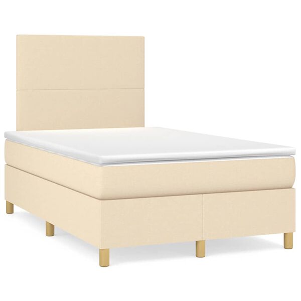 vidaXL Boxspring met matras stof cr&egrave;mekleurig 120x190 cm