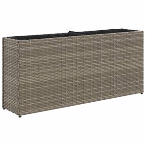 vidaXL Plantenbak met 2 potten 90x20x40 cm poly rattan grijs