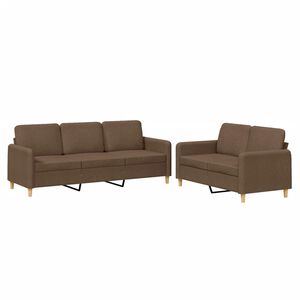 vidaXL 2-delige Loungeset met kussens stof bruin