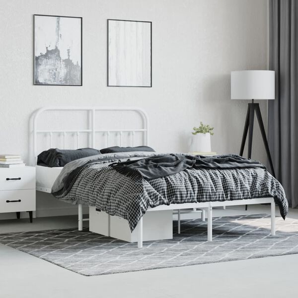 vidaXL Bedframe met hoofdbord metaal wit 120x190 cm
