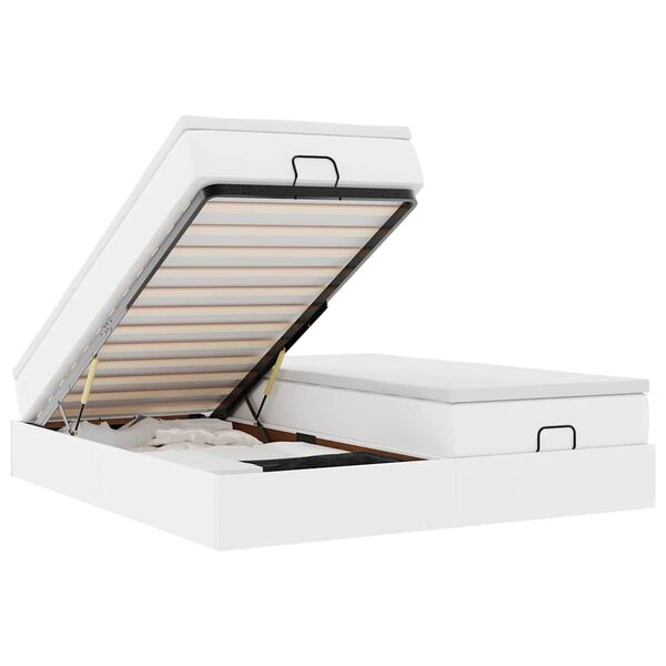 vidaXL Ottoman bed met matrassen 160x200cm kunstleer wit