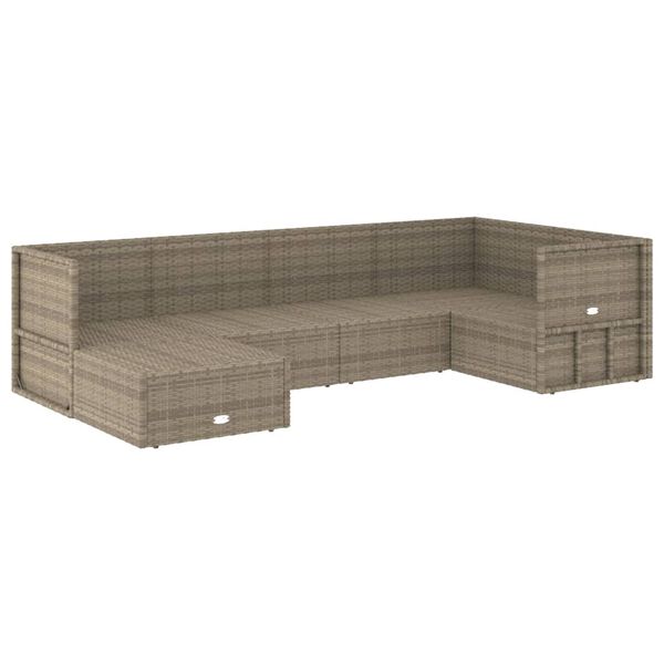 vidaXL 6-delige Loungeset met kussens poly rattan grijs