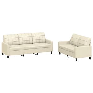 vidaXL 2-delige Loungeset met kussens kunstleer cr&egrave;me