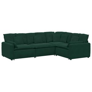 vidaXL Modulaire bank met kussens fluweel donkergroen