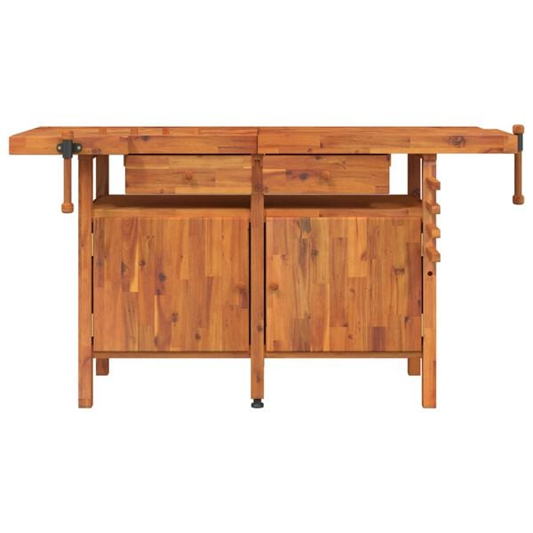 vidaXL Werkbank met lades en bankschroeven 162x62x83 cm acaciahout