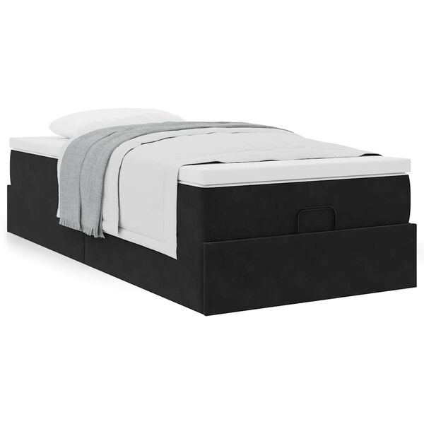 vidaXL Ottoman bed met matras 100x200 cm fluweel zwart
