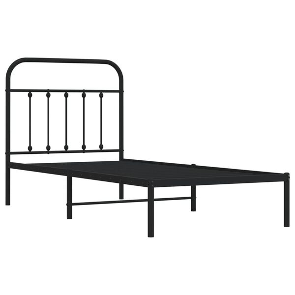 vidaXL Bedframe met hoofdbord metaal zwart 90x190 cm