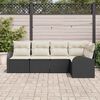 vidaXL Tuin Sofa Set met kussen 5 pcs Zwart en wit Poly riet
