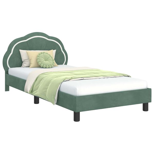 vidaXL Bedframe voor kinderen met hoofdbord Zeegroen 90 x 200 cm
