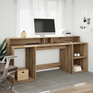 vidaXL Bureau met LED-verlichting 200x55x91 cm hout artisanaal eiken
