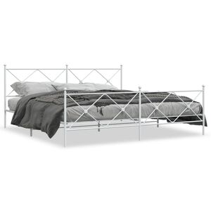 vidaXL Bedframe met hoofd- en voeteneinde metaal wit 193x203 cm