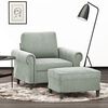 vidaXL Fauteuil met voetenbank 60 cm fluweel lichtgrijs