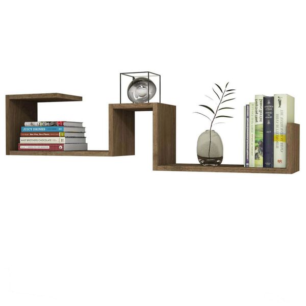 Homemania Wandschap Maze 117x22x30 cm walnootkleurig