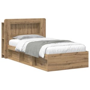 vidaXL Bedframe met opslag Artisanaal eiken 75 x 190 cm Bewerkt hout