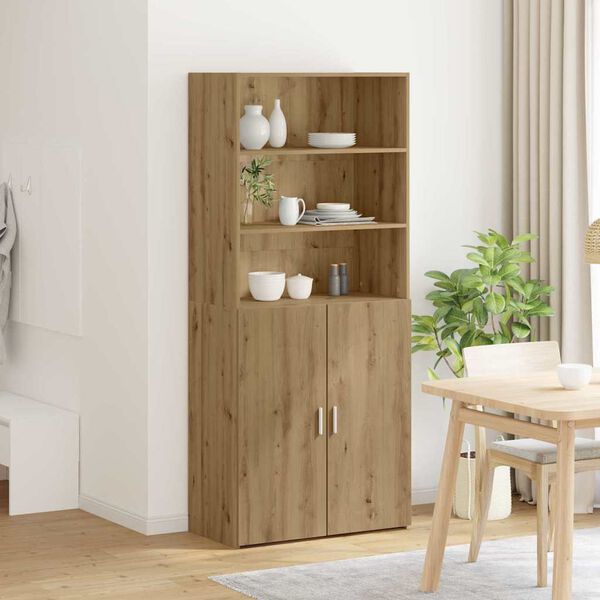 vidaXL Highboard Artisan Eiken 80 x 42,5 x 185 cm Bewerkt hout