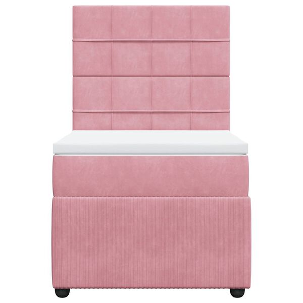 vidaXL Boxspring met matras fluweel roze 90x200 cm