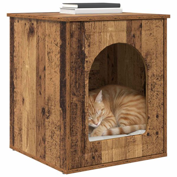vidaXL Kattenhuis Oudhout 53 x 52 x 62 cm Bewerkt hout