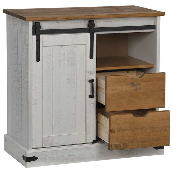 vidaXL Dressoir HALDEN met schuifdeur 80x40x80 cm massief hout wit