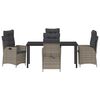 vidaXL Tuin eettafelset met kussen 5 pcs Grijs poly rattan