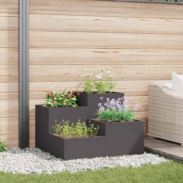 vidaXL Tuin Bloempot Zwart 100 x 100 x 60 cm Staal
