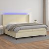 vidaXL Boxspring met matras en LED kunstleer cr&egrave;mekleurig 200x200 cm