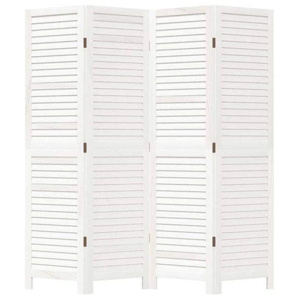 vidaXL Kamerscherm met 4 panelen massief paulowniahout wit