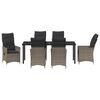 vidaXL Tuin eettafelset met kussen 7 pcs Grijs poly rattan