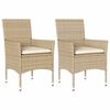 vidaXL Tuinstoelen 2 st met kussens poly rattan beige